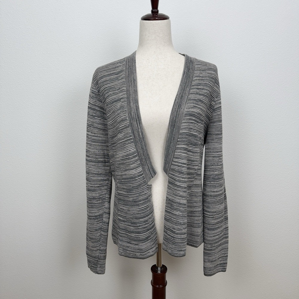 Eileen Fisher Sweater Womens M Gray Open Cardigan Tencel Organic Cotton Neutral
